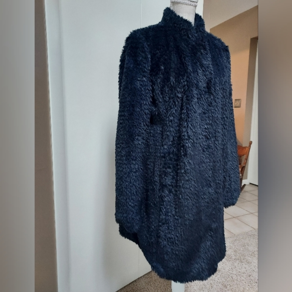 Blue faux fur coat